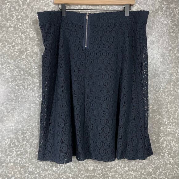 Alfani Women's Plus Size Navy Blue Lace Sexy A-Line Knee Length Skirt - Size 16W - Picture 7 of 7